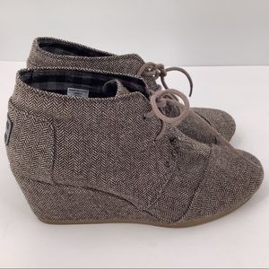 Toms Wedges Herringbone Print Shoes Sz 7.5